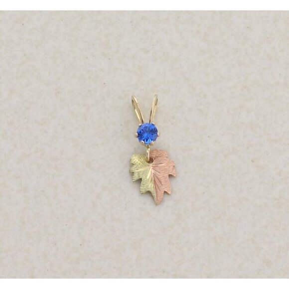 Black Hills Gold Jewelry - Pendant Only 10k Black Hills Gold Blue Lab Sapphire Leaf Pendant 5/8" x 1/4"